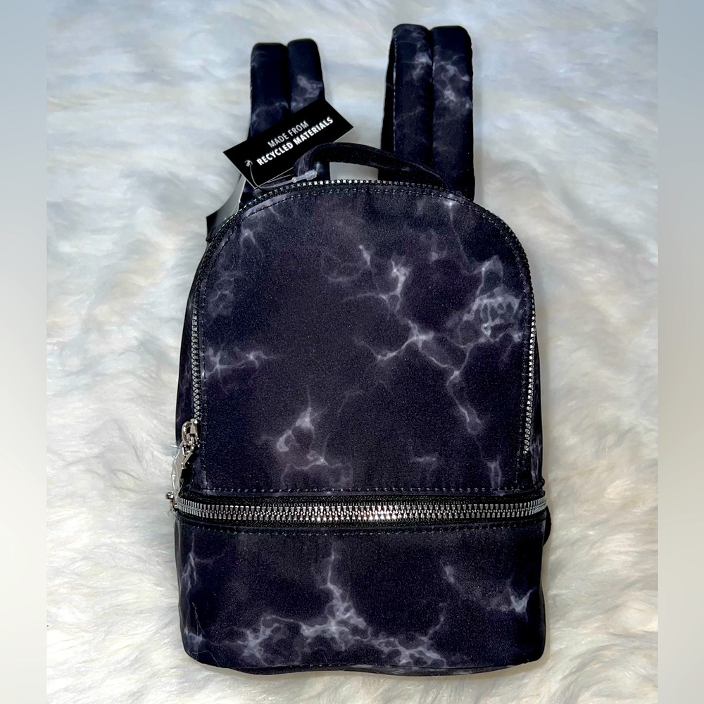 Black Marbled Mini Backpack